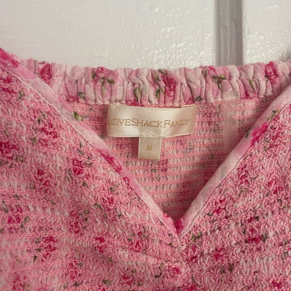 LoveShackFancy Pink and White Smocked Ruffled Sundress - Picture 3 of 3